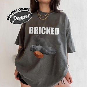 Bricked Funny Cat Knocked Out T-shirt, Cat Meme Shirt, Brainrot Tee, Silly Cats Tshirt, Unhinged Clothes, Weird Tees, Shirts That go Hard