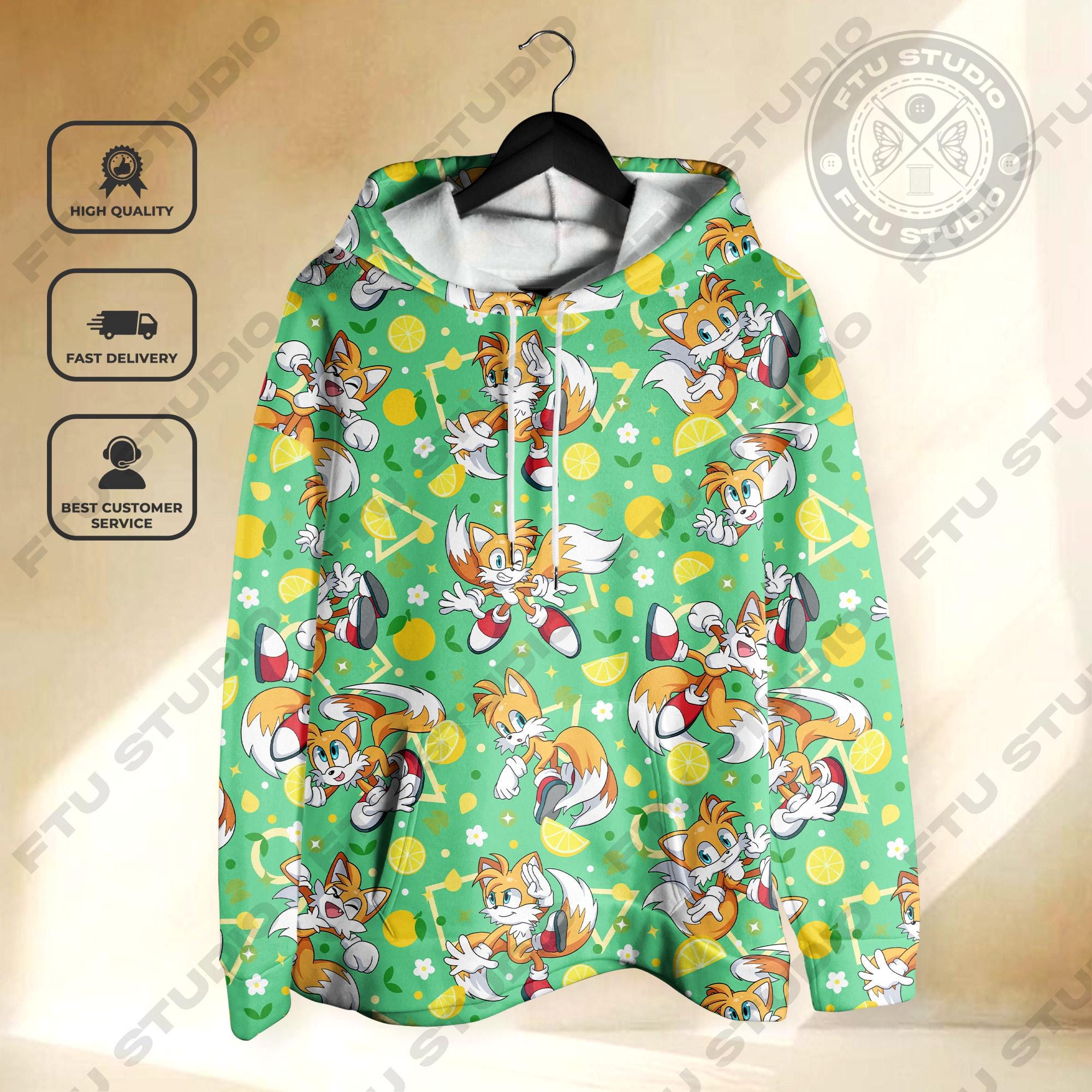 Discover Tails Hedgehog Hoodie Sweatshirt - Friends Cozy Hedgehog Character 3D Hooded Shirt Gift
