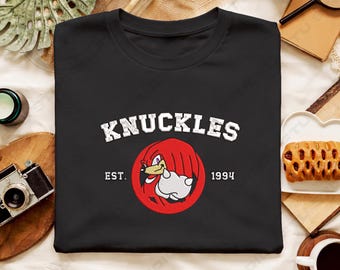 Knuckle Hedgehog Embroidered T-shirt Red Hedgehog Custom Cap Style Retro Gaming Streetwear
