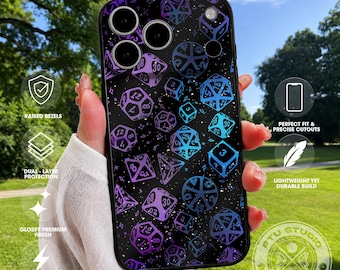 Galaxy Dice Phone Case Dungeon Master Colorful D20 Gaming Case for Tabletop RPG Fans