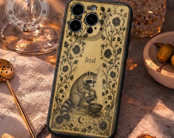 Raccoon Phone Case Medieval Sourdough Case Vintage Whimsical Feral Design Gift