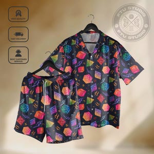 Dice Set DD Button up Shirt Dice 20 DM Hawaiian Shirt Tabletop RPG Gifts