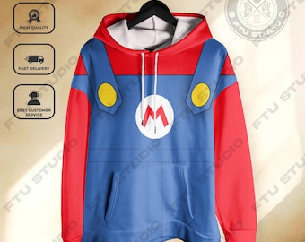 Mario Cosplay Hoodie Sweatshirt - Friends Luigi Cozy Sweater Characters - Video Game Gift