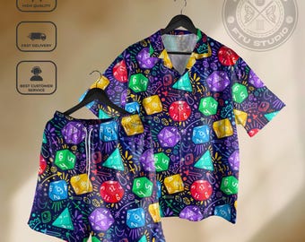 Dice Set Hawaiian Shirt: Fullcolor D20, RPG Gifts