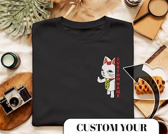 Cat Embroidered T-shirt Custom Name Unique Otaku Style Gaming Streetwear Baseball Cap