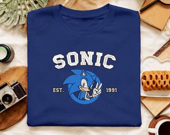 Blue Hedgehog Embroidered T-shirt Custom Game Embroidered Hat Retro Gaming Streetwear