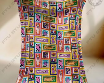 Coperta con adesivi anime: coperta in pile con personaggi kawaii chibi
