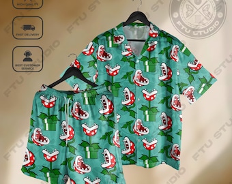 Piranha Plant Hawaiian Shirt & Shorts: Gamer Outfit