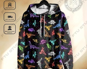 Dinosaur Neon Hoodie Shirt Dungeon Master Game Party Board Games Hoodie Gifts