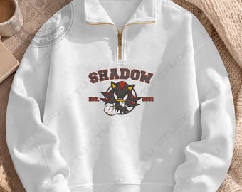 Shadow Custom Quarter Zip Sweatshirt, Hedgehog Embroidered Est Personalized Embroidery Retro Streetwear