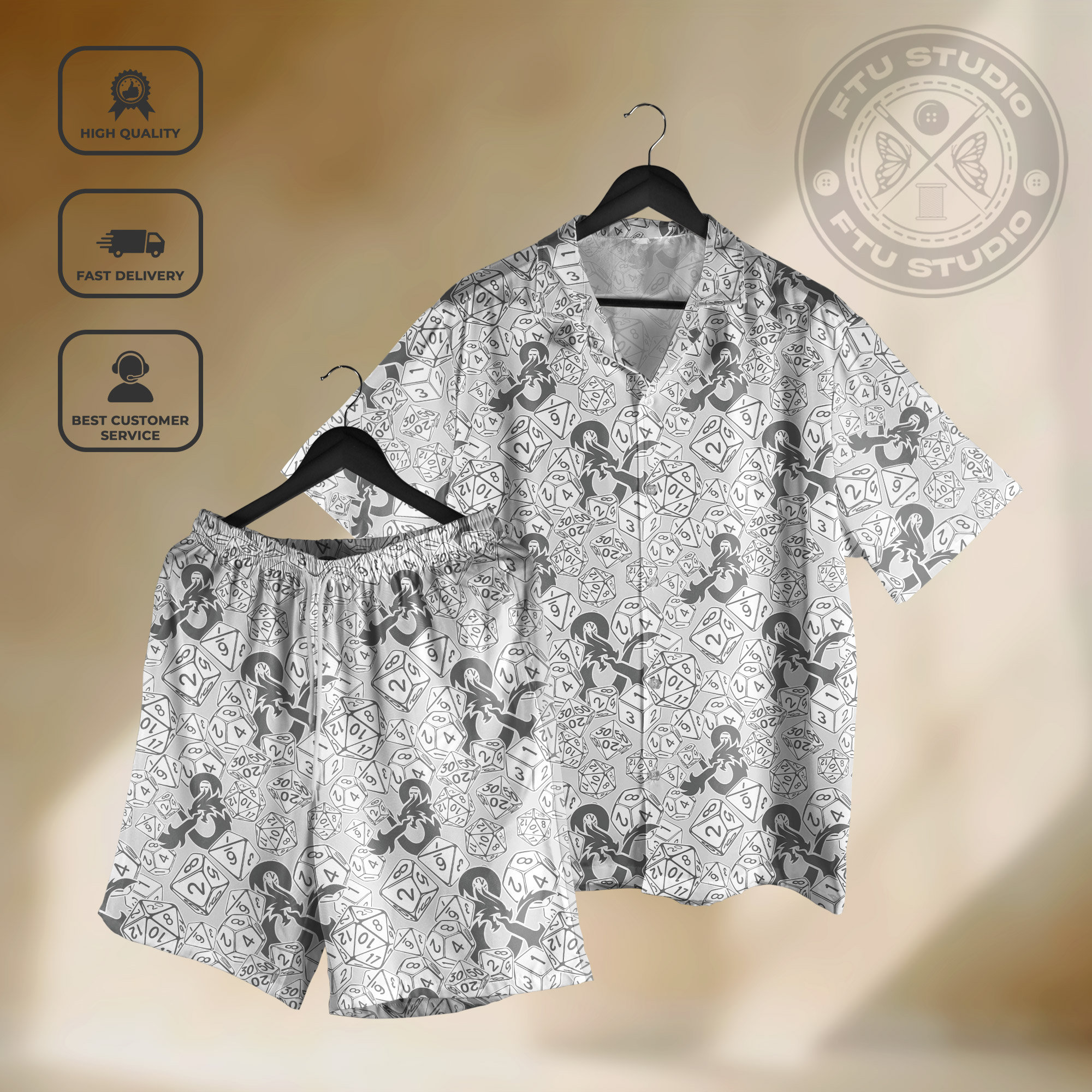 Dungeon Master Hawaiian Shirt: Dragons Dice D20 Gaming Beach Shirt
