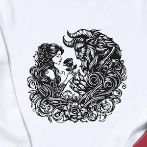Beauty and The Beast Png-Svg, Enchanted Rose Png-Svg, Mandala Png-Svg, Silhouette Cut Files, T-shirt Svg, Png, Printable ,Sublimasyon Design