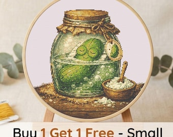 Funny Pickle Bath Cross Stitch Pattern, Relaxing Spa Cucumber Design (PDF Download)