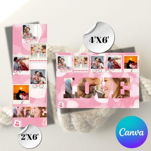 Modelo de cabine de fotos do Dia dos Namorados PSD, PNG, arquivos 100% editáveis fáceis 4X6 e modelo 2X6 gratuito CANVA