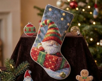 Christmas Gnome Stocking Cross Stitch Pattern PDF