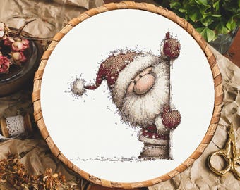 Christmas Gnome Cross Stitch Pattern PDF - Santa Gnome Embroidery Chart
