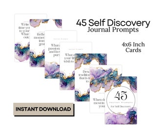 Self Discovery Prompt Cards for Personal Growth Journaling for More Self Awareness, Self Esteem and Confidence