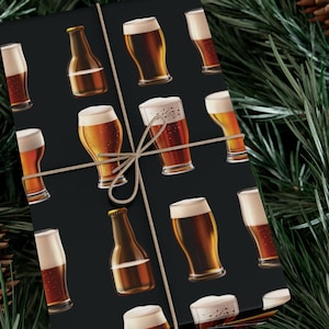 Beer Wrapping Paper, Funny Gift Wrap for Dad or Him, Craft Beer Lover Gift Wrap, Father&#39;s Day Gift Wrap