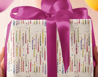 Birthday Candle Wrapping Paper - Christmas & Birthday Gift Wrap, Minimalist Festive Design