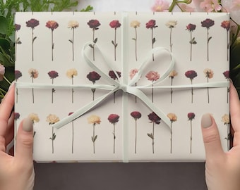Boho Wrapping Paper | Vintage Floral Gift Wrap | Elegant Botanical Wedding Birthday Wrap | Unique Flower Paper