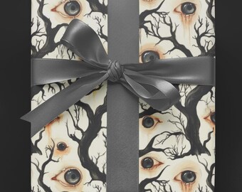 Gothic Horror Wrapping Paper, Dark Moody Scary Design for Halloween or Gothic Gift Wrapping, Creepy cute, Dead