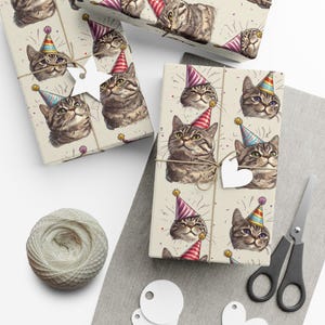 Cat Birthday Wrapping Paper, The Perfect Gift Wrap for Cat Lovers, Cute Funny Animal Wrapping Sheet image 4
