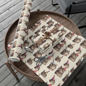 Cat Birthday Wrapping Paper, The Perfect Gift Wrap for Cat Lovers, Cute Funny Animal Wrapping Sheet image 6