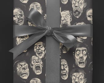 Zombie Gothic Horror Wrapping Paper - Dark Scary Moody Gift Wrap, Design for Halloween or Gothic Gift Wrapping, Creepy cute, Dead