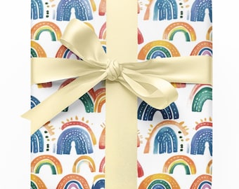 Rainbow Wrapping Paper - Boho Gift Wrap - Watercolor Wrapping - Baby Shower Gift Wrap - Birthday Gift Wrap - Cute Gift Wrap