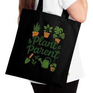 Organic Cotton Tote Bag - Plant Parent, Eco-Friendly Tote, Gardening Gift, Sustainable Shopping Bag, Gardening Tote Bag