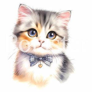 5 Cute cat clipart cat watercolor clipart cute watercolor aquarel cat baby cat gift for kids instant download commercial use