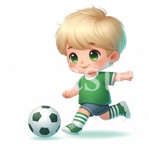 5 Boy Soccer Player Clipart Boy Football Player Clipart football illustration boy sports  boy green shirt commercial use immediate download