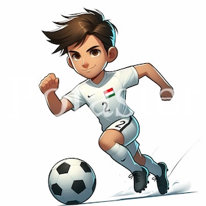 9 Menino Jogador de Futebol Clipart Menino Jogador de Futebol Clipart ilustração de futebol menino esportes menino durão uso comercial download imediato
