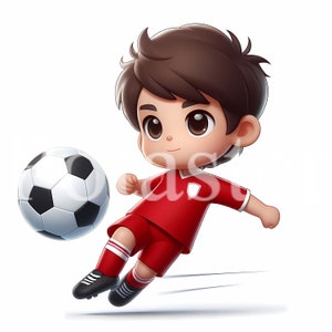 Boy Soccer Player Clipart Boy Football Player Clipart football illustration boy sports  boy red shirt commercial use immediate download