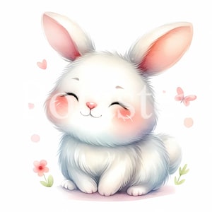 5 Cute bunny clipart bunny watercolor clipart cute watercolor aquarel bunny baby bunny gift for kids instant download commercial use