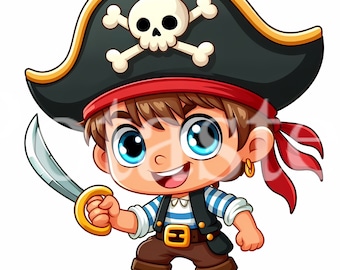 Pirate Clipart Bundle: Kids Party Decor (Instant Download)
