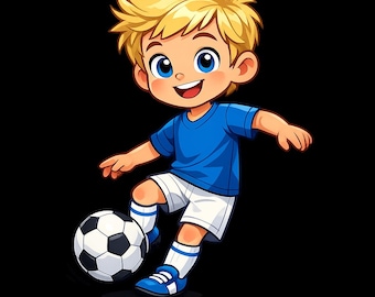 Boy Soccer Player Clipart, Sports Illustration (Commercial Use, Digital Download)