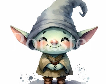 Cartoon Goblin Clipart, Fantasy Illustration (Digital Download)