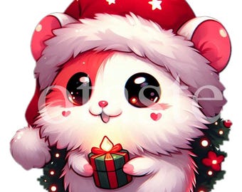 Christmas Hamster Clipart: Holiday Cartoon Designs (Digital Download)