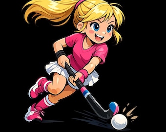 Girl Hocker Player Clipart, Sports Illustration (Commercial Use)
