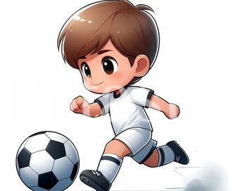 漫画少年サッカー選手のクリップアート、スポーツイラスト（商用利用）