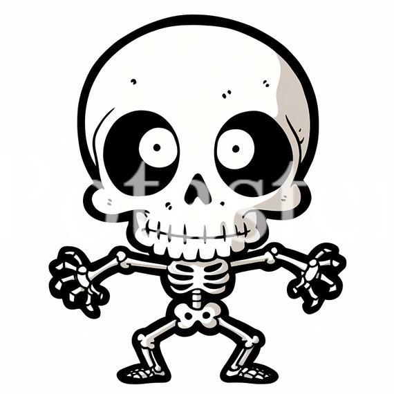 5 Little Skeleton Clipart cute Skeleton clipart cute halloween clipart cartoon Digital High Resolution Paper craft junk commercial use