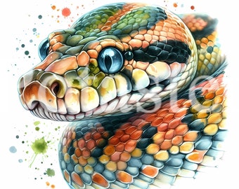 8 紫色の蛇のクリップアート、蛇の目、コブラのプリント、印刷可能な