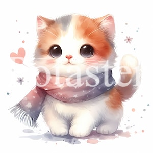 5 Cute cat clipart cat watercolor clipart cute watercolor aquarel cat baby cat gift for kids instant download commercial use