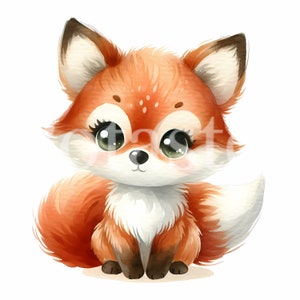 5 clipart renard mignon renard aquarelle clipart mignon renard aquarelle renard bébé renard clipart cadeau pour les enfants Téléchargement instantané usage commercial