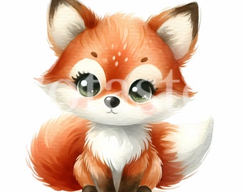 Aquarel vos clipart, baby vossen, commercieel gebruik (directe download)