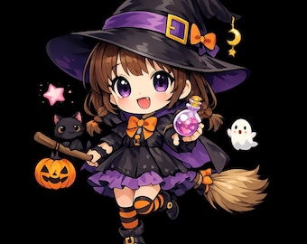 Witch Clipart, Cartoon Fantasy Graphics (Digital Download