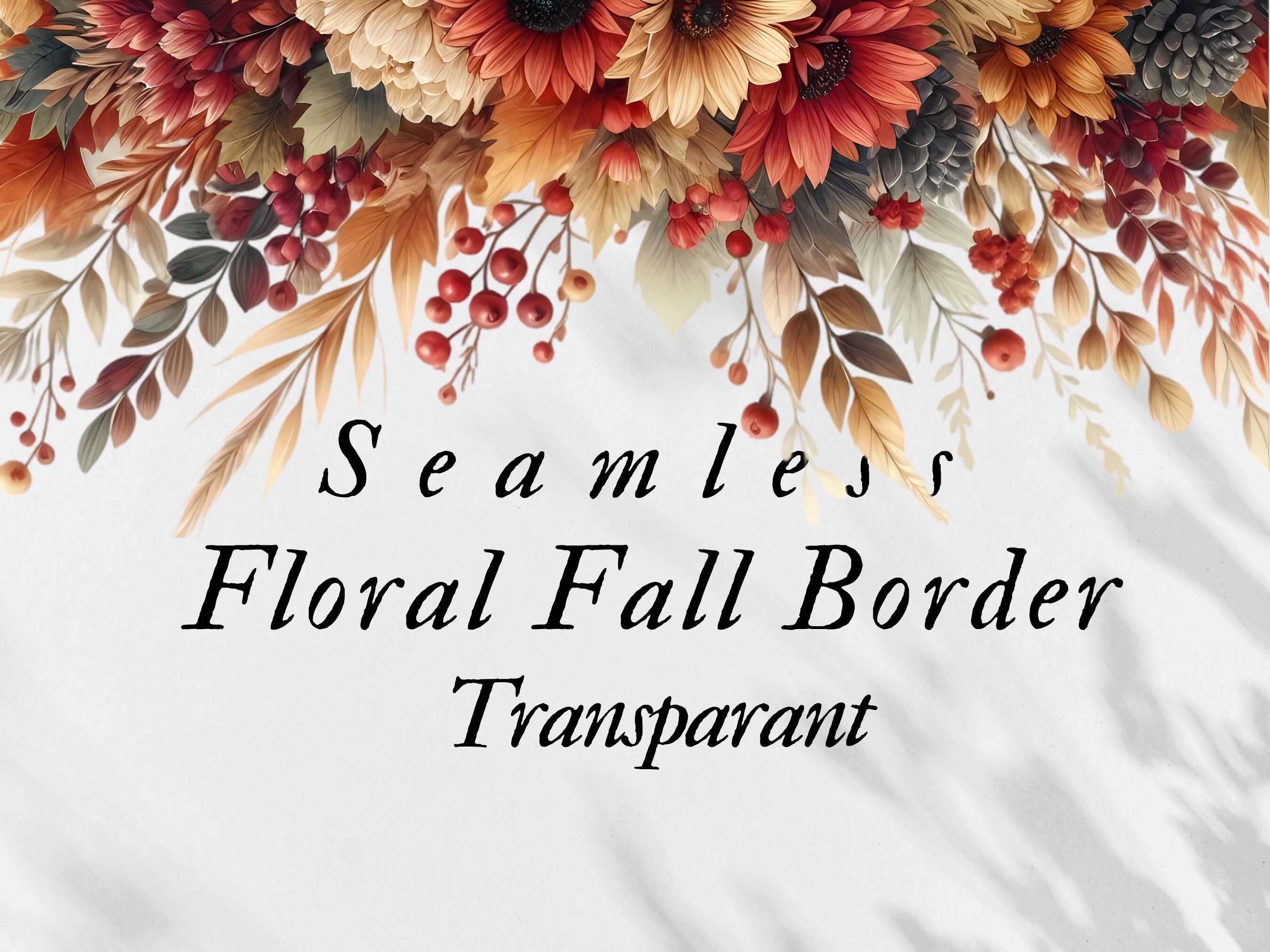Floral Fall Seamless Border: Autumn Flowers PNG Clipart (digital ...