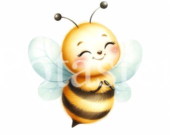 5 Cute bee clipart bee watercolor clipart cute watercolor aquarel bee baby bee gift for kids instant download commercial use