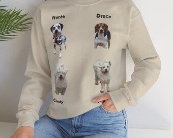 Sudadera con mascotas, sudadera personalizada con foto de mi mascota, sudadera para hombre y mujer con foto de mascota, sudadera con perros